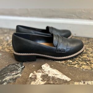 Dolce Vita penny Loafers black platform chunky faux leather sz  8.5 office retro